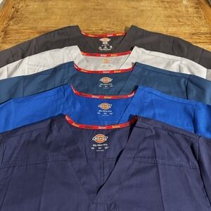 Dickies Scrub Tops Men XL Multi V-Neck EDS Signature Cotton Blend Pocket 5pk